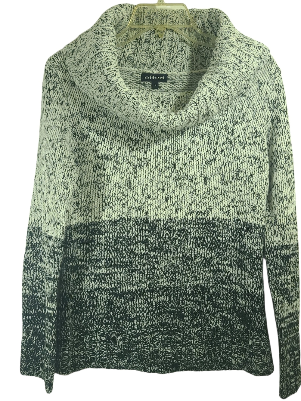 Effeci sweater prominent cowl neckline and a stylish black and white gradient SM